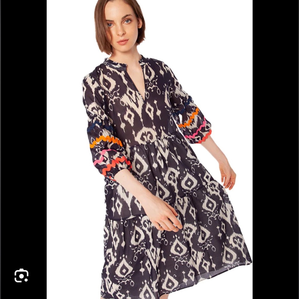 NWT Vilagallo Tammy Dress - Navy Ikat